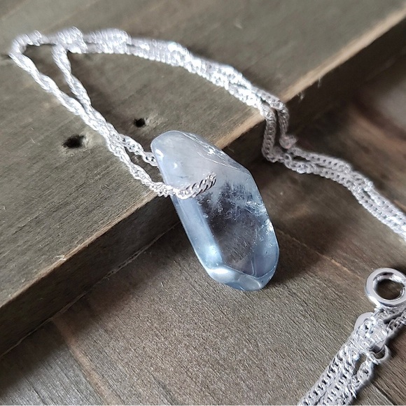 Moon Mist Crystals and Gems Jewelry Jewelry - Raw dumortierite crystal quartz necklace